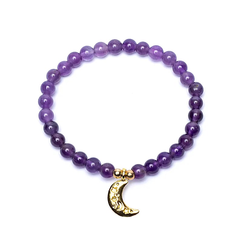 Amethyst Armband mit Mondanhänger- 6mm