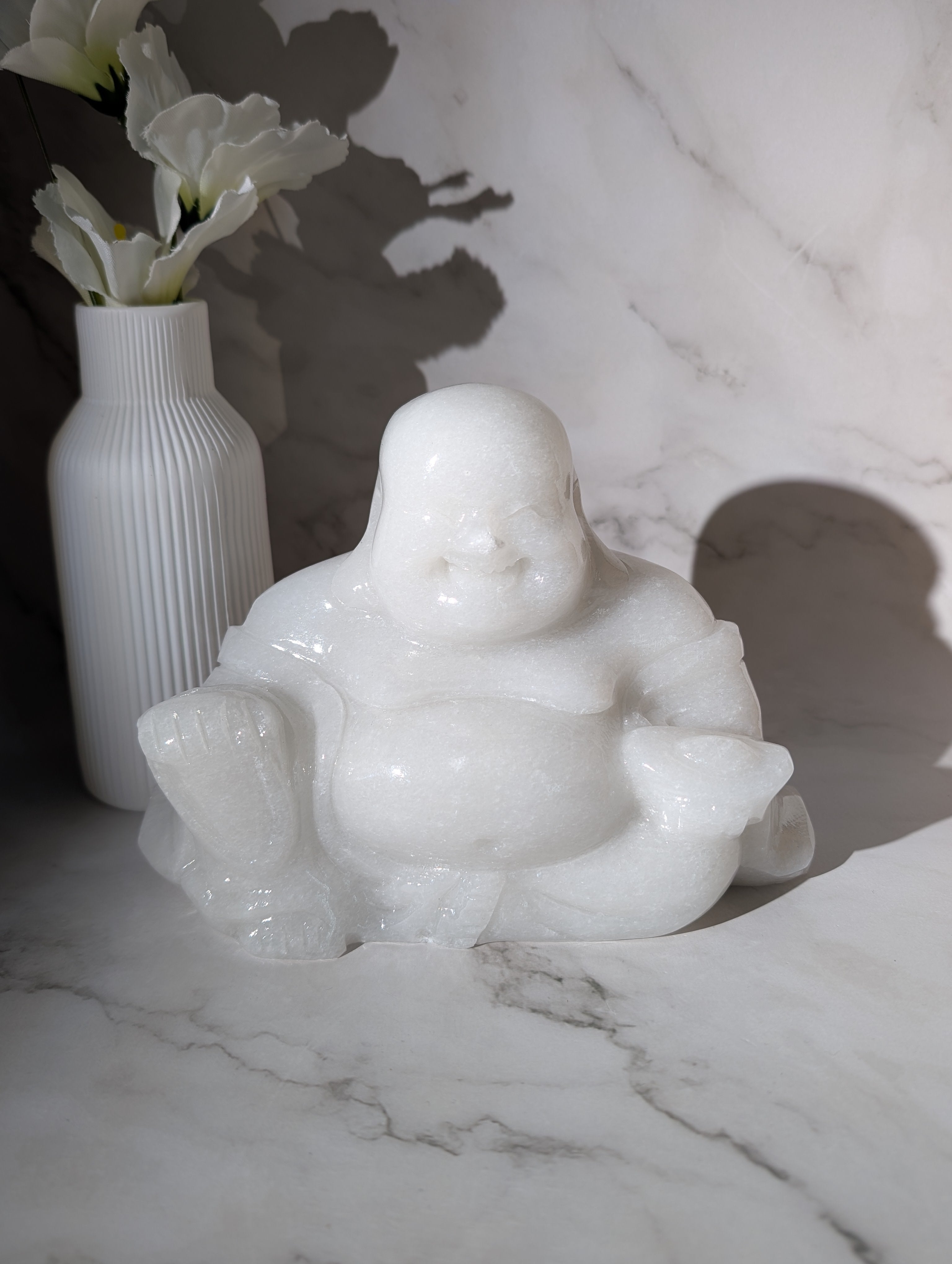 Weißer Marmor Buddha XXL