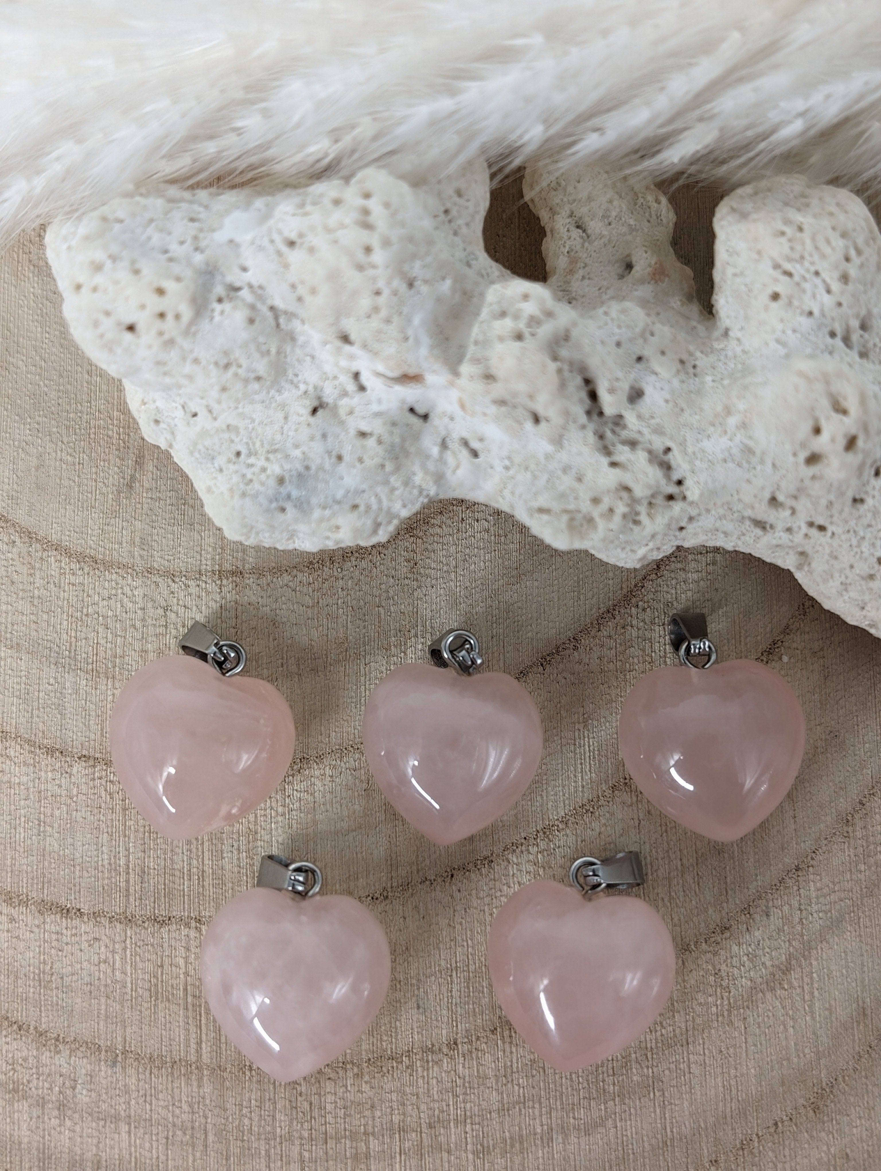 Rosenquarz Herzanhänger