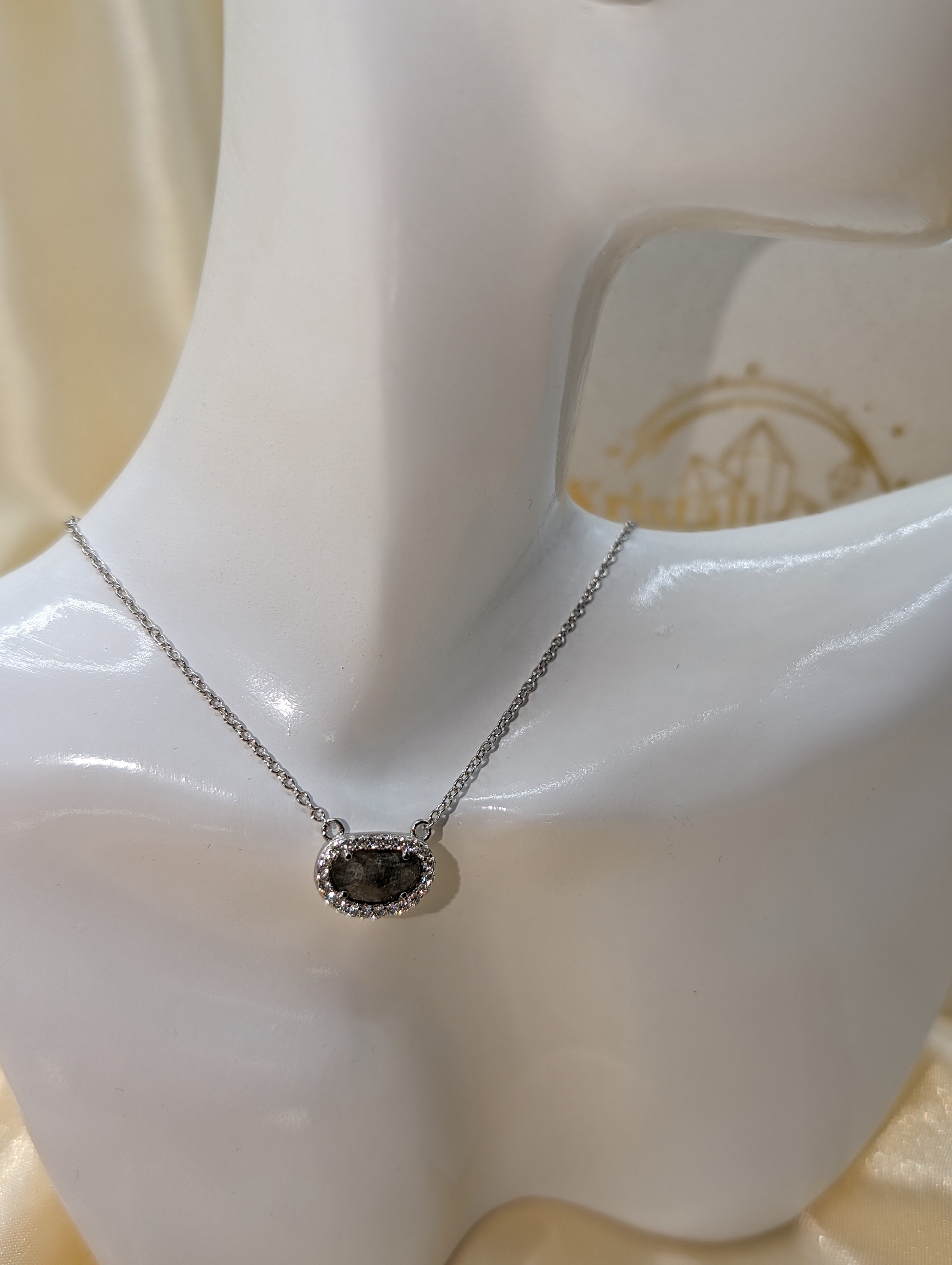 Labradorit Halskette 925 Silber - Rhodeniert