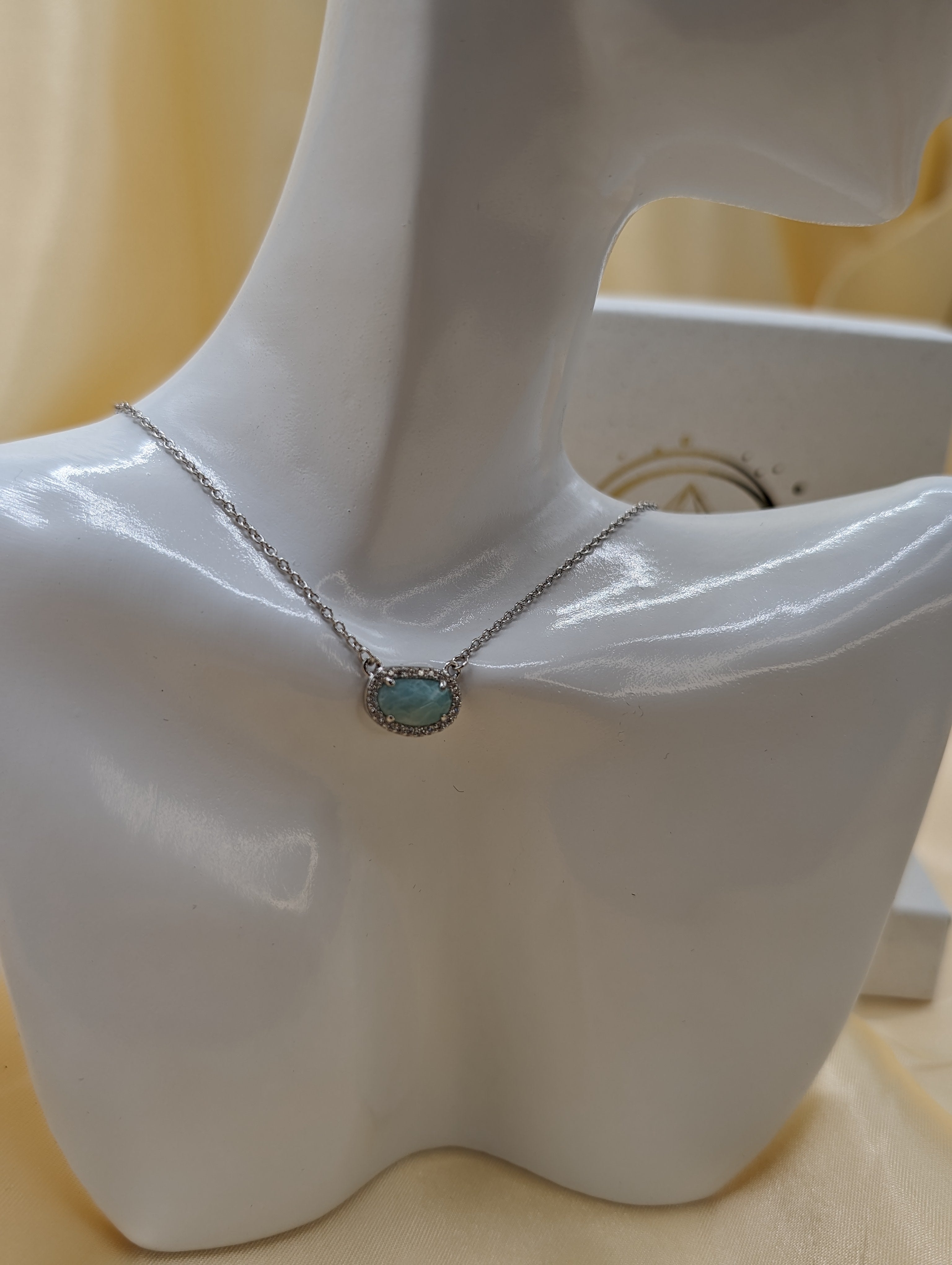 Amazonit Halskette 925 Silber - Rhodeniert