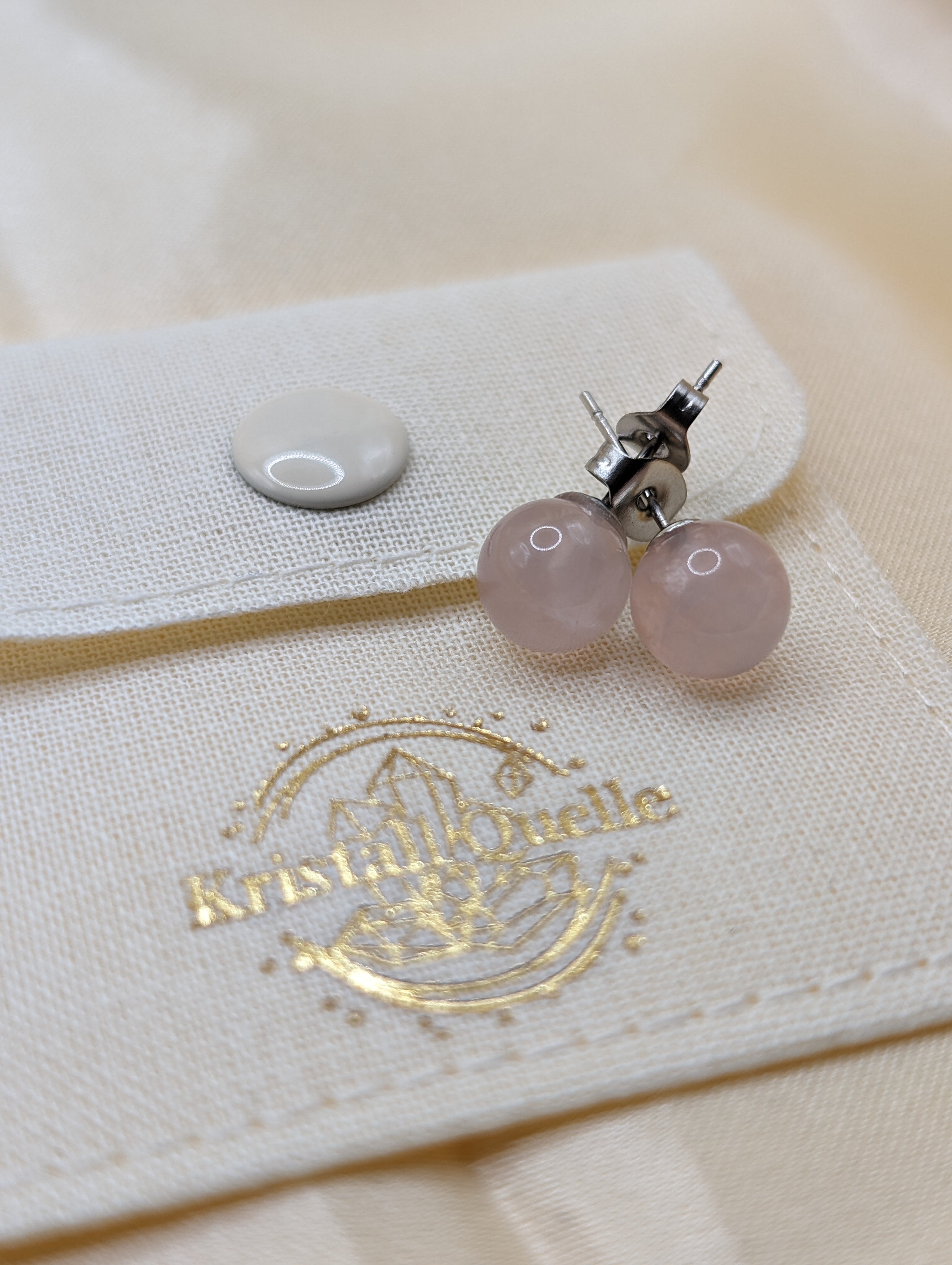 Rosenquarz Ohrstecker-8mm