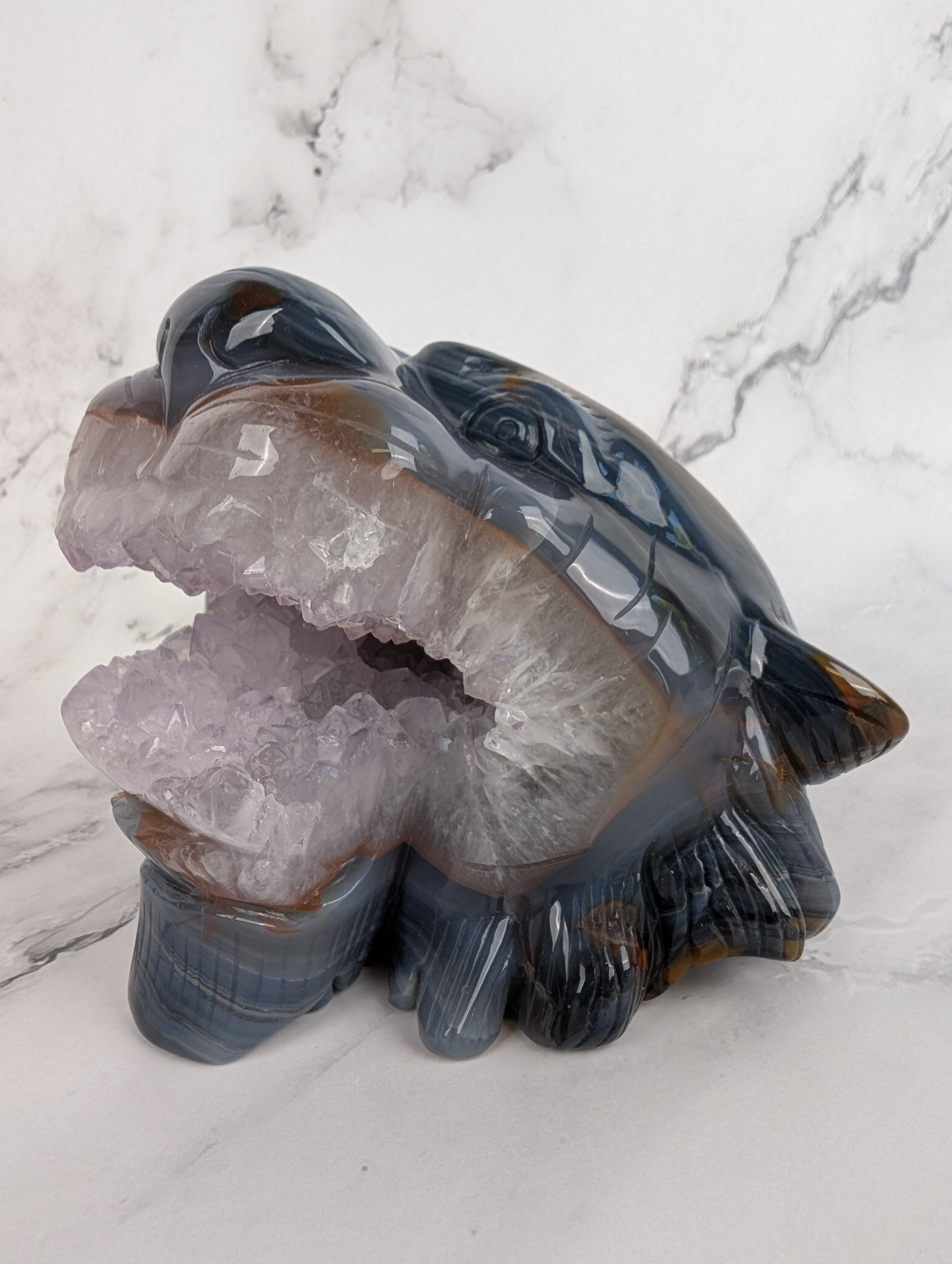 XXL Achat/Amethyst Tigerkopf - High Quality