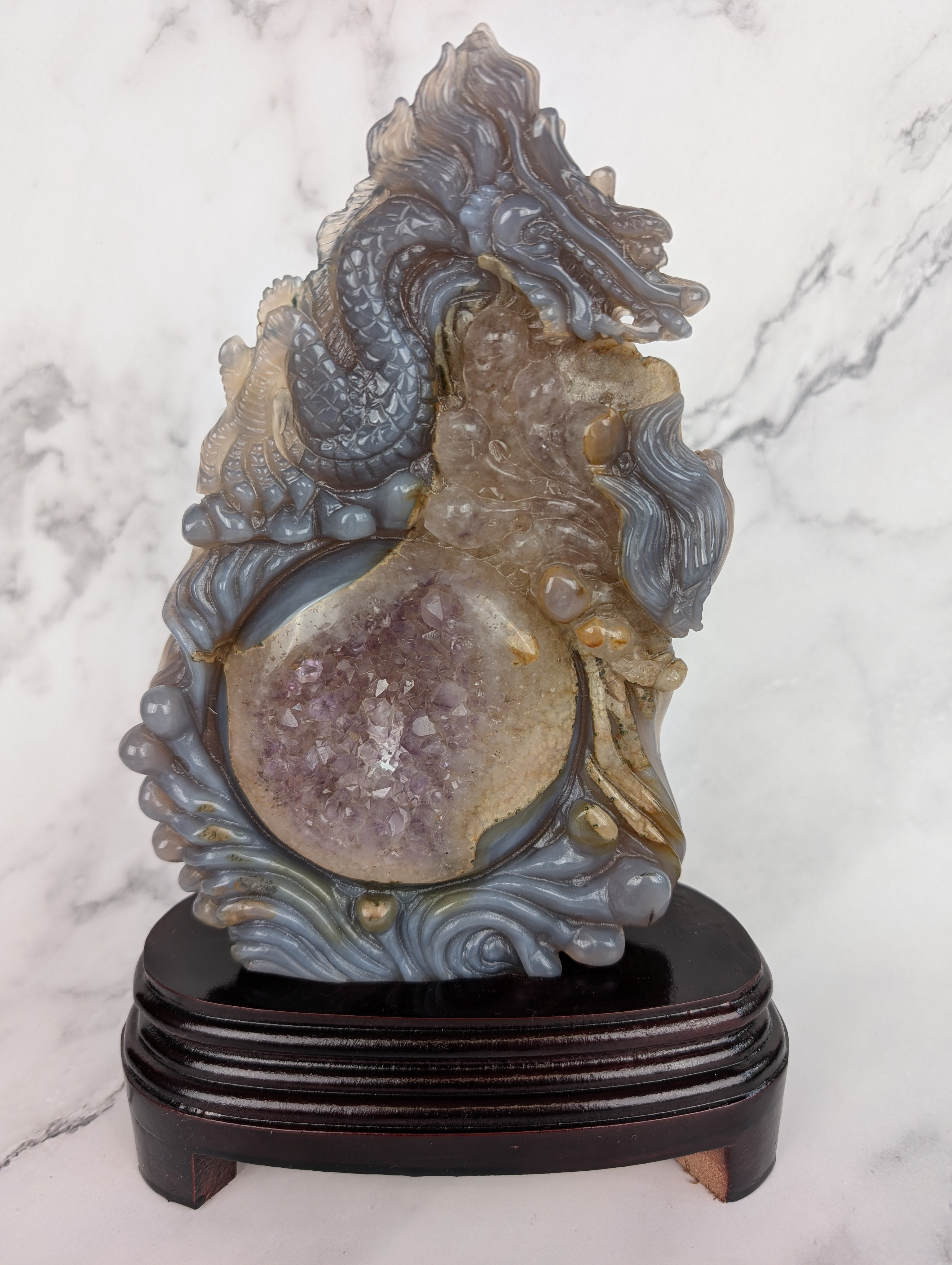 Achat/Amethyst Drachencarving High Quality 3