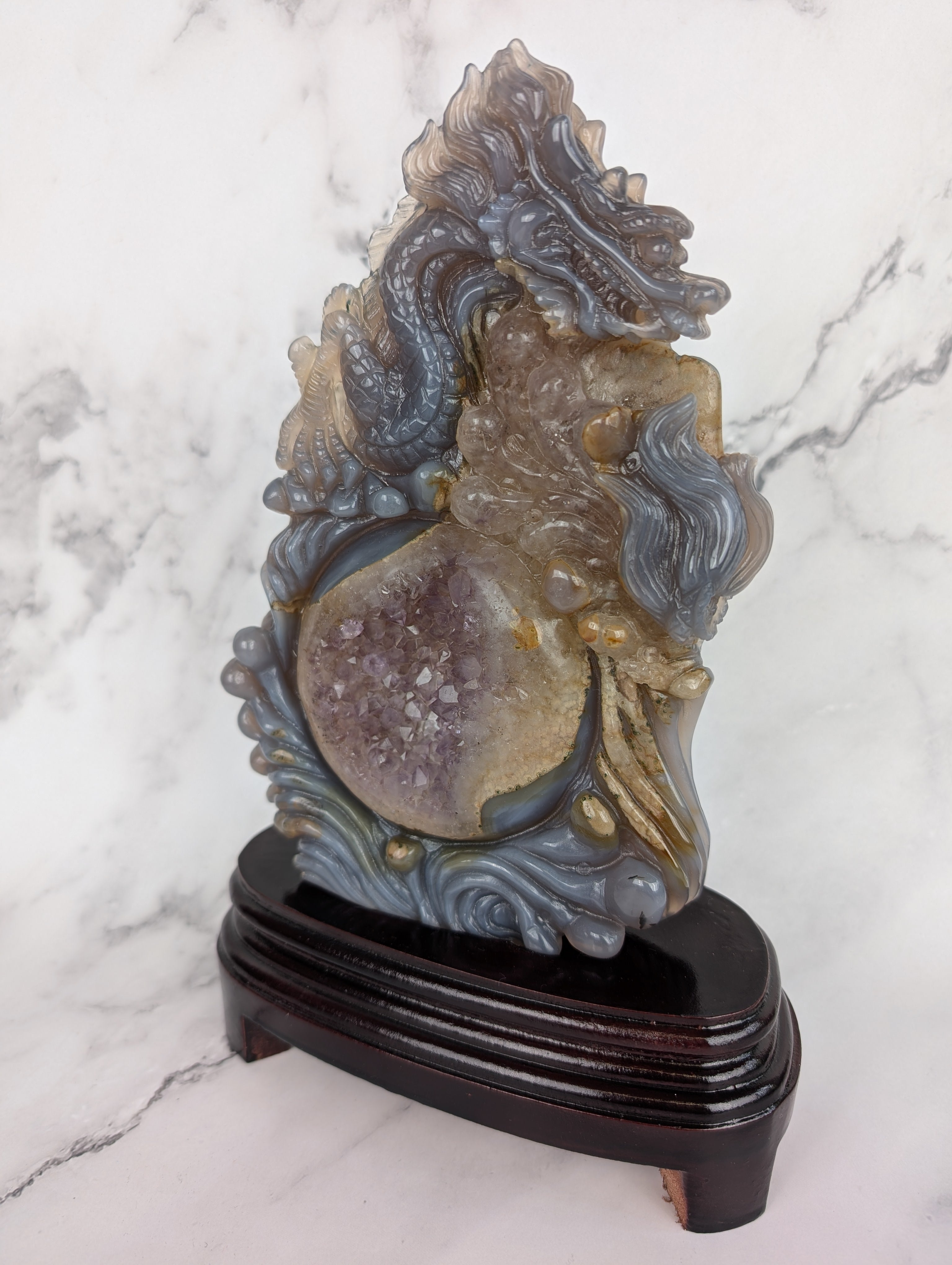 Achat/Amethyst Drachencarving High Quality 3