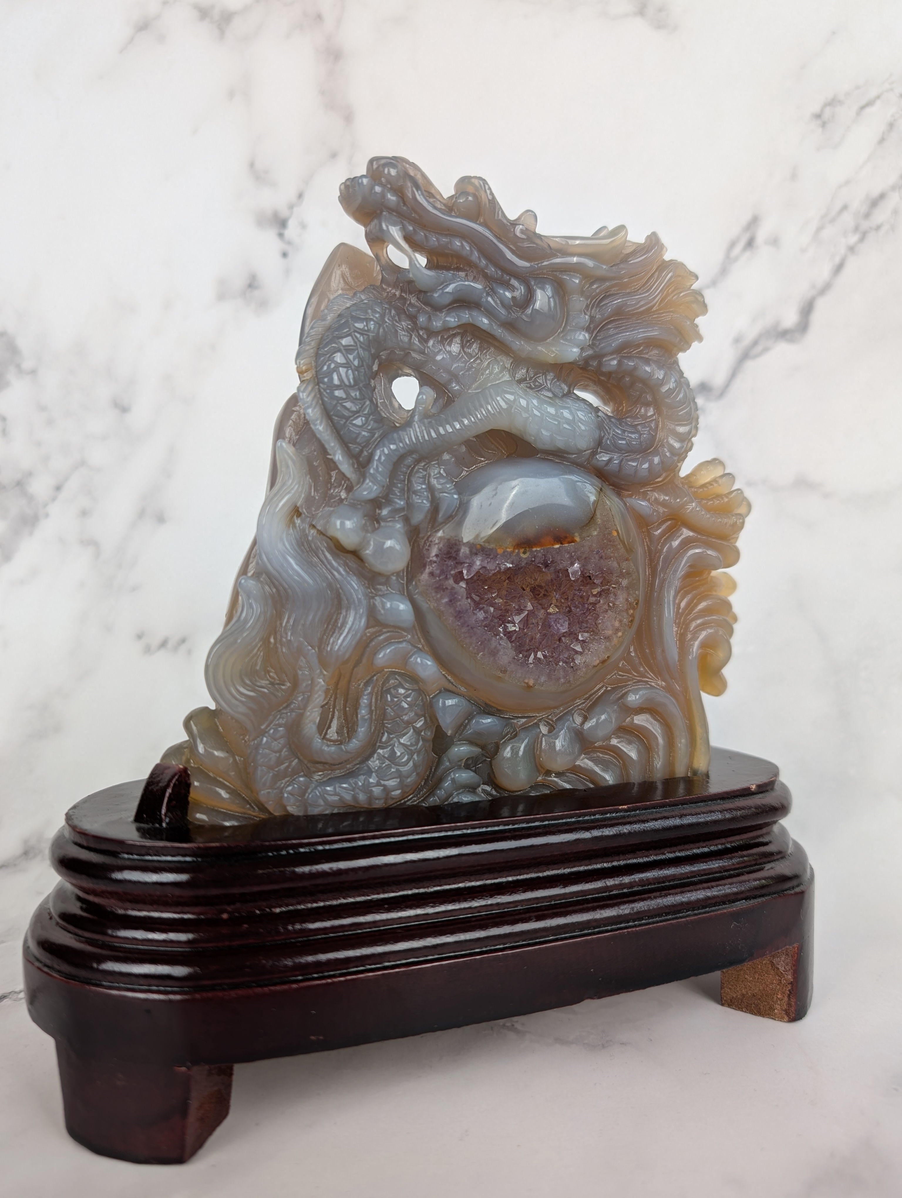 Achat/Amethyst Drachencarving High Quality