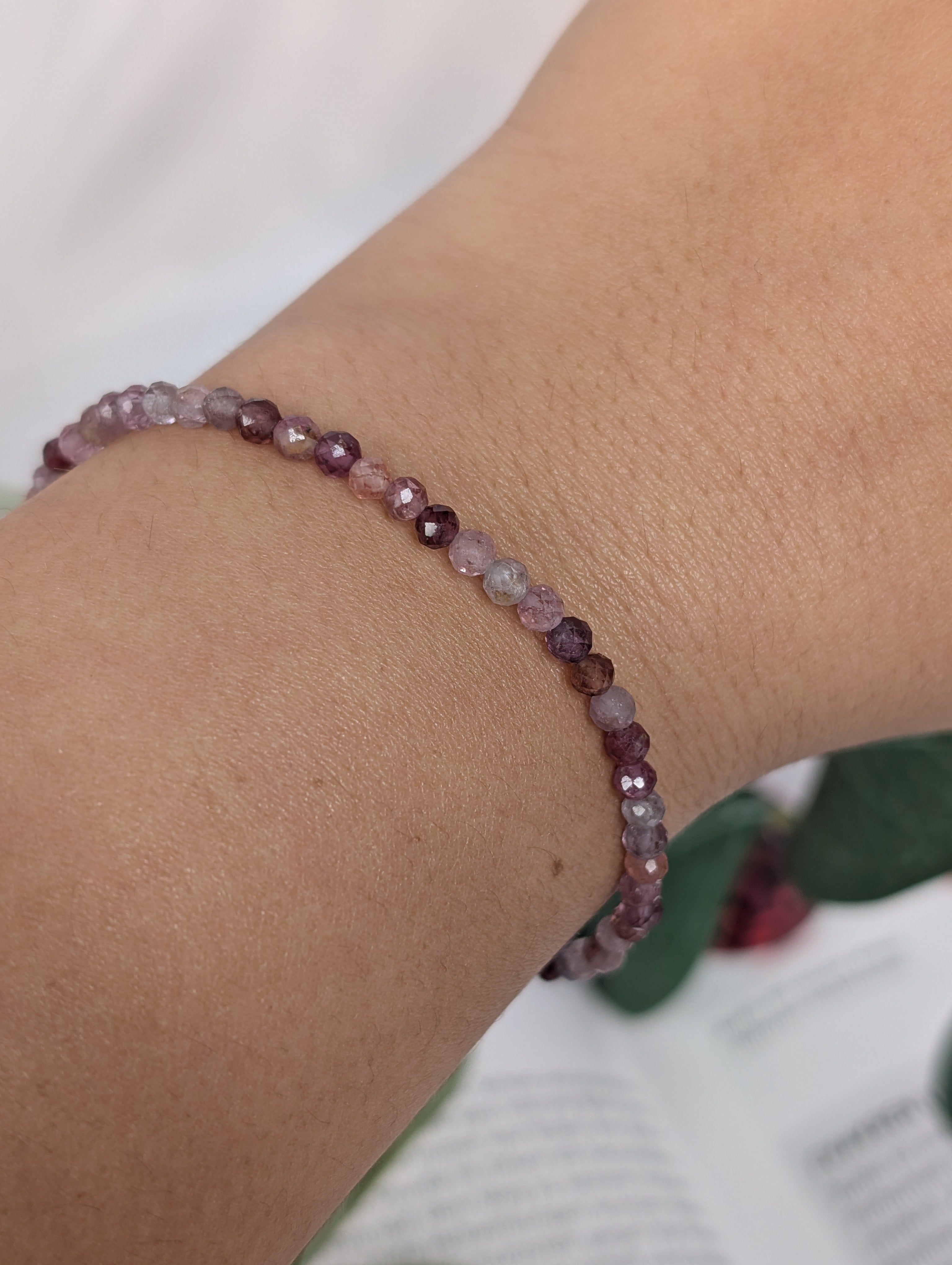 Bunter Spinell Armband Facettenschliff- 3mm