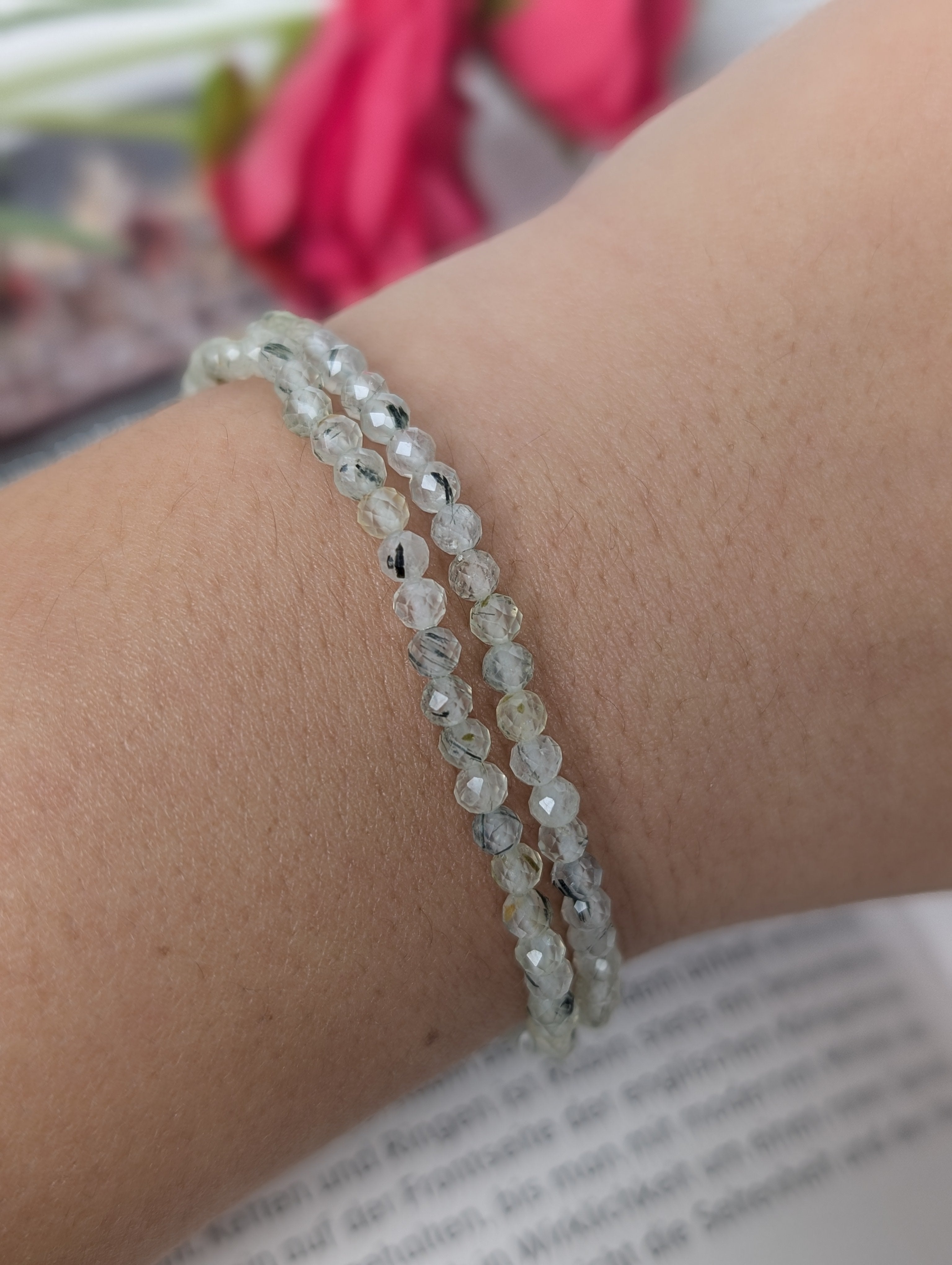 Prehnit Armband facettiert- 3mm