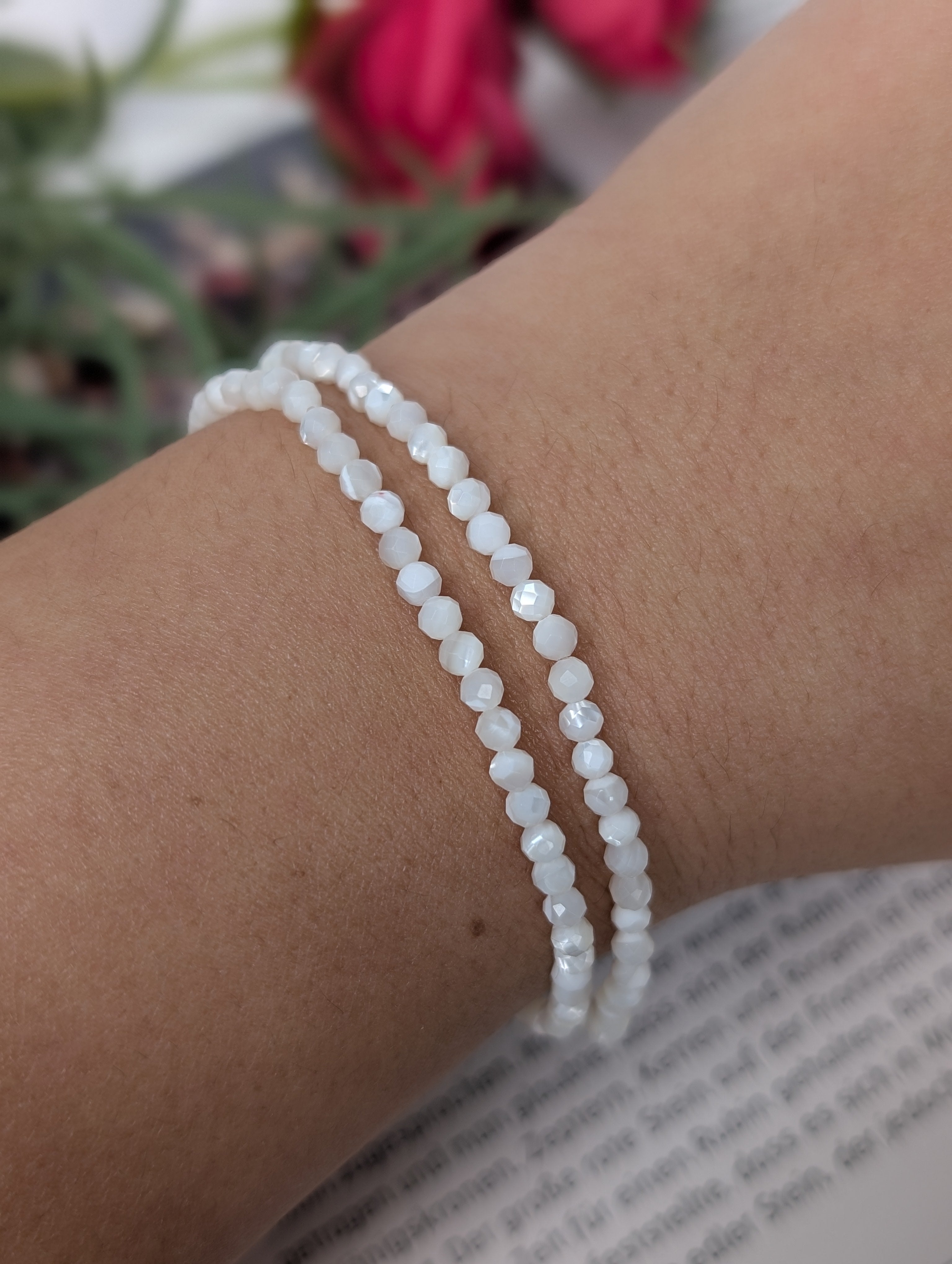 Perlmutt Armband facettiert- 3mm