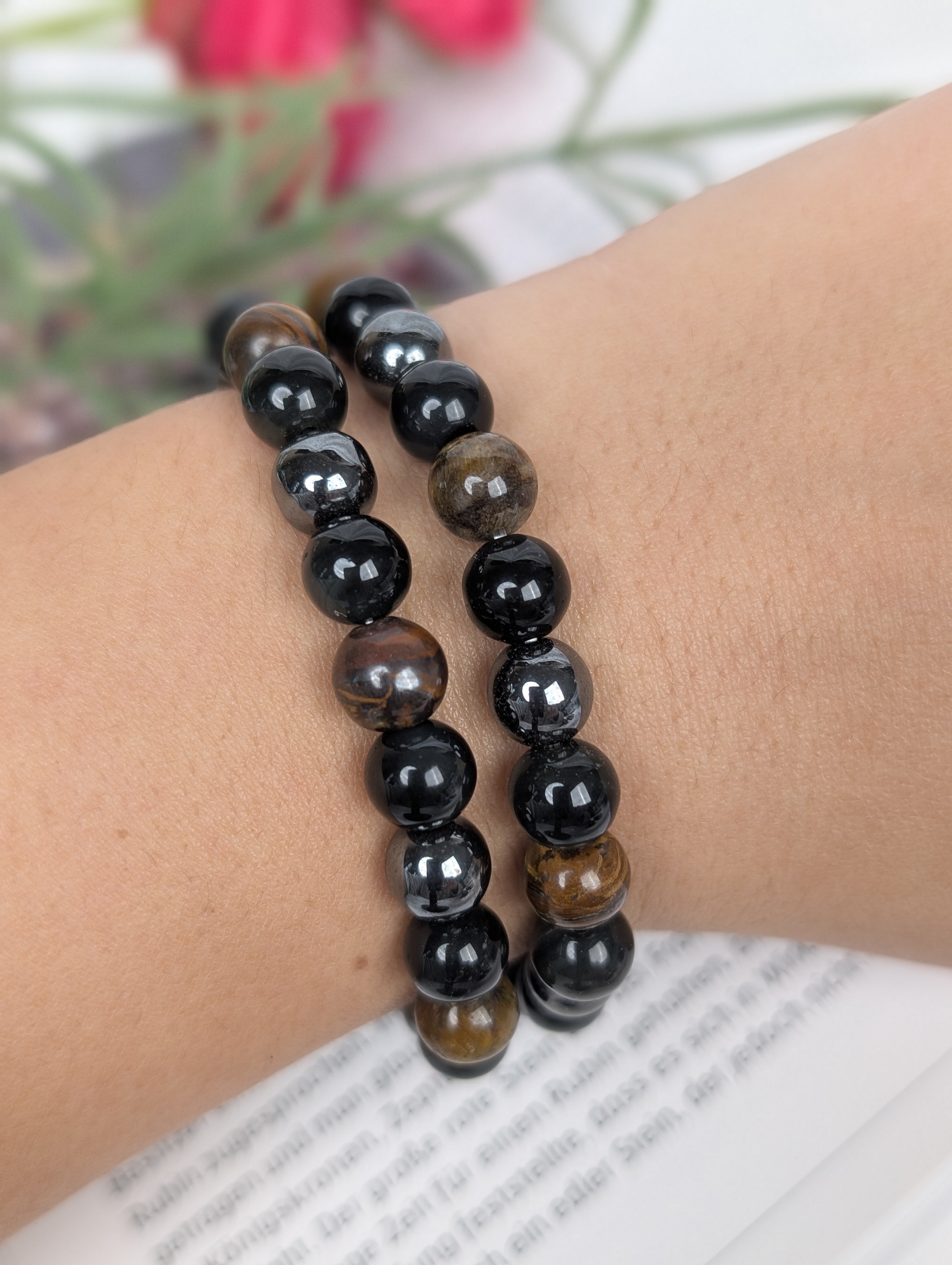 Hämatit-Obsidian-Tigerauge Armband- 8mm