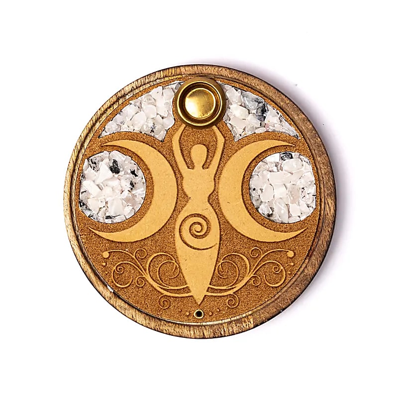 Räucherstäbchen- und Kegel Halter mit Mondstein