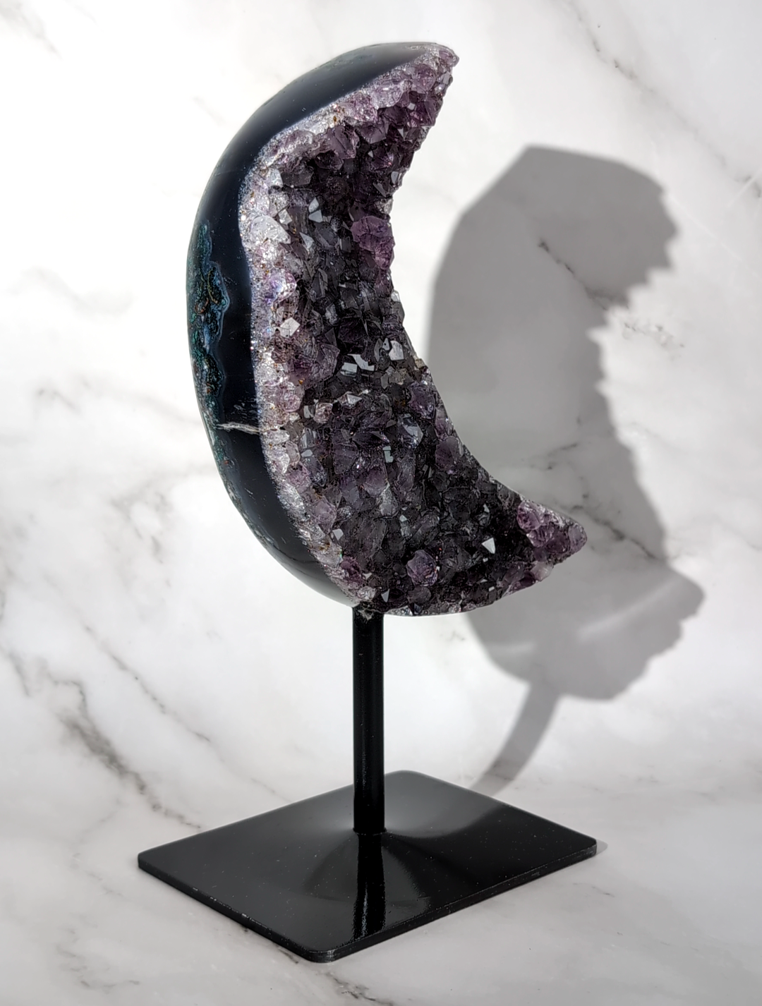 Amethyst Halbmond mit Achat