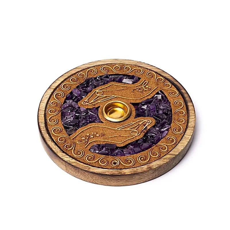 Räucherstäbchen- und Kegel Halter mit Amethyst