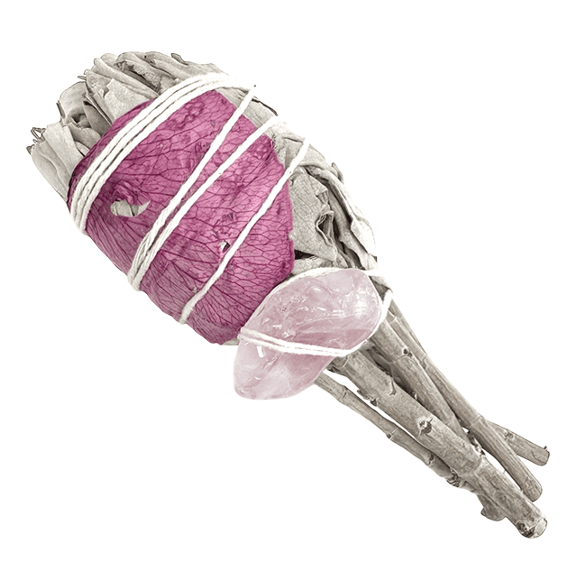 Räucherfackel weißer Salbei und Rosenquarz