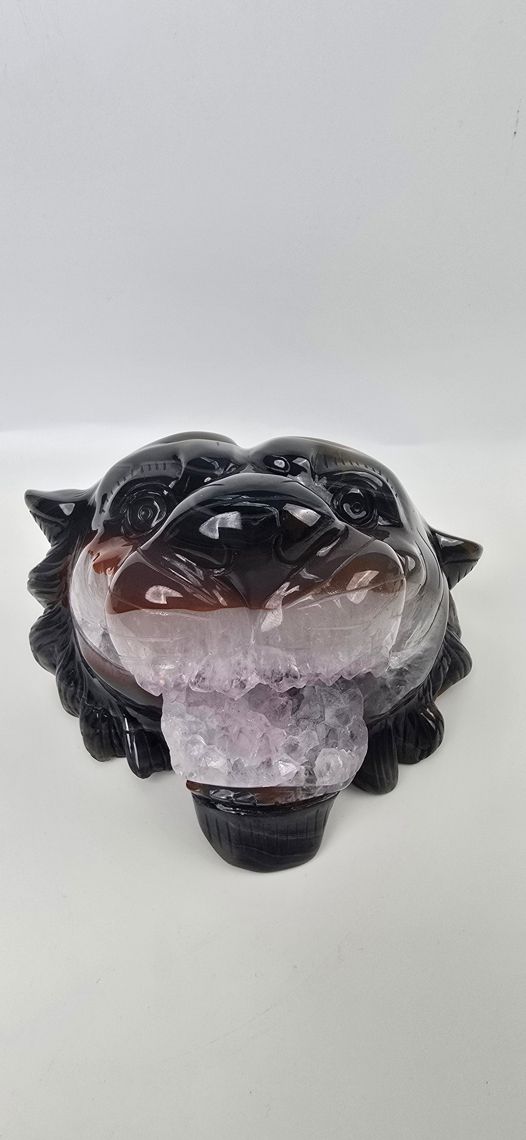 XXL Achat/Amethyst Tigerkopf - High Quality