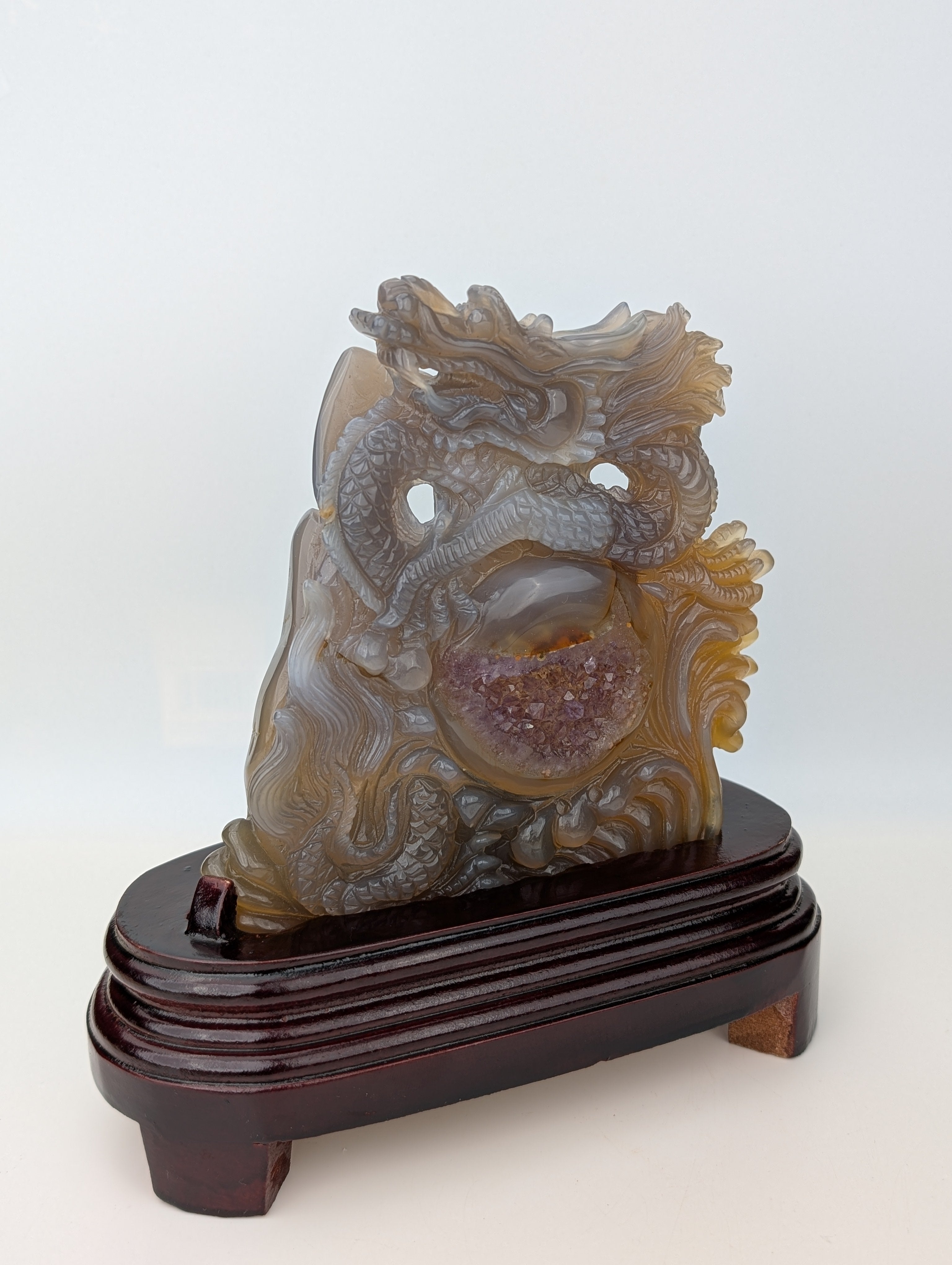 Achat/Amethyst Drachencarving High Quality