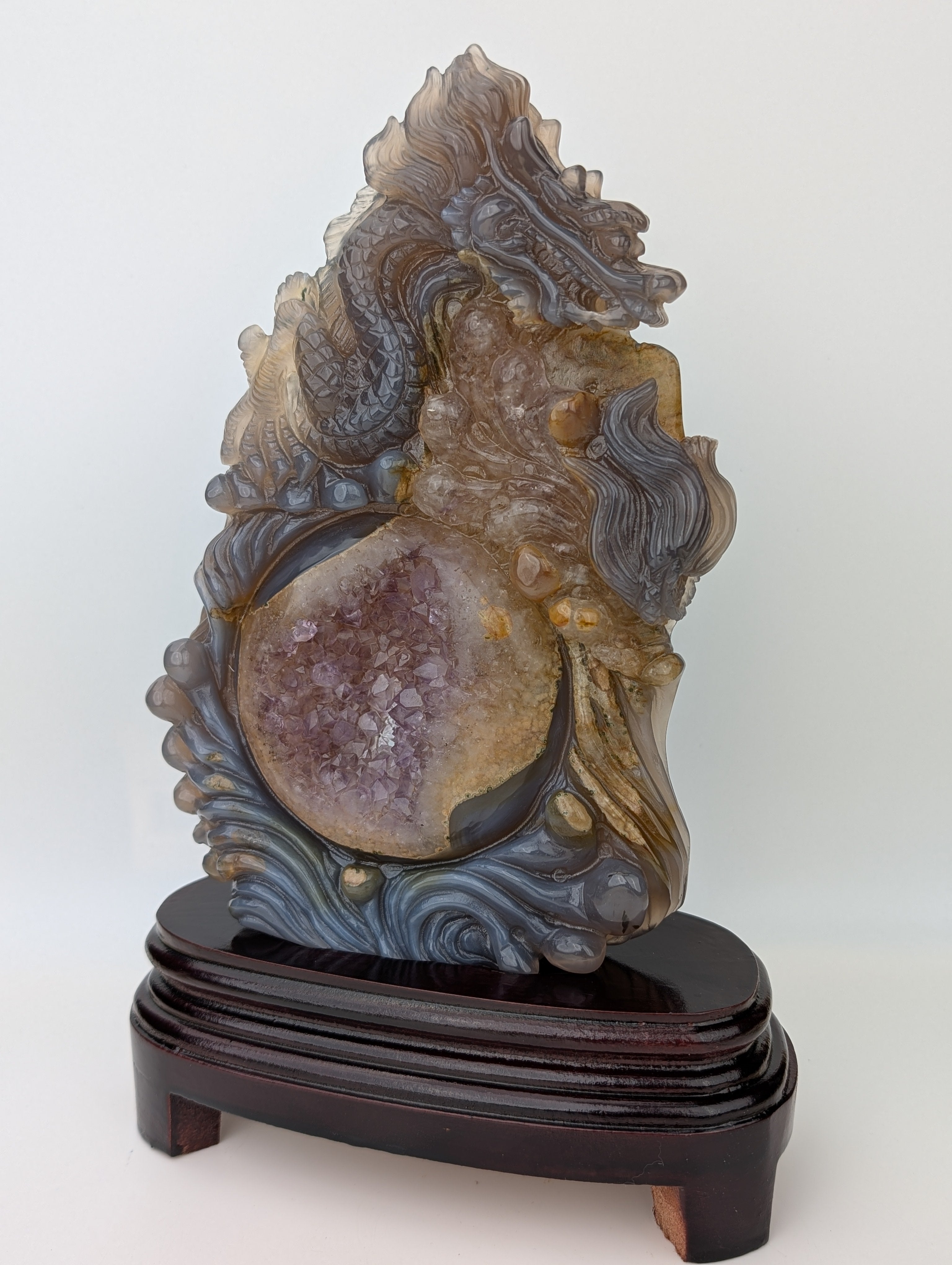 Achat/Amethyst Drachencarving High Quality