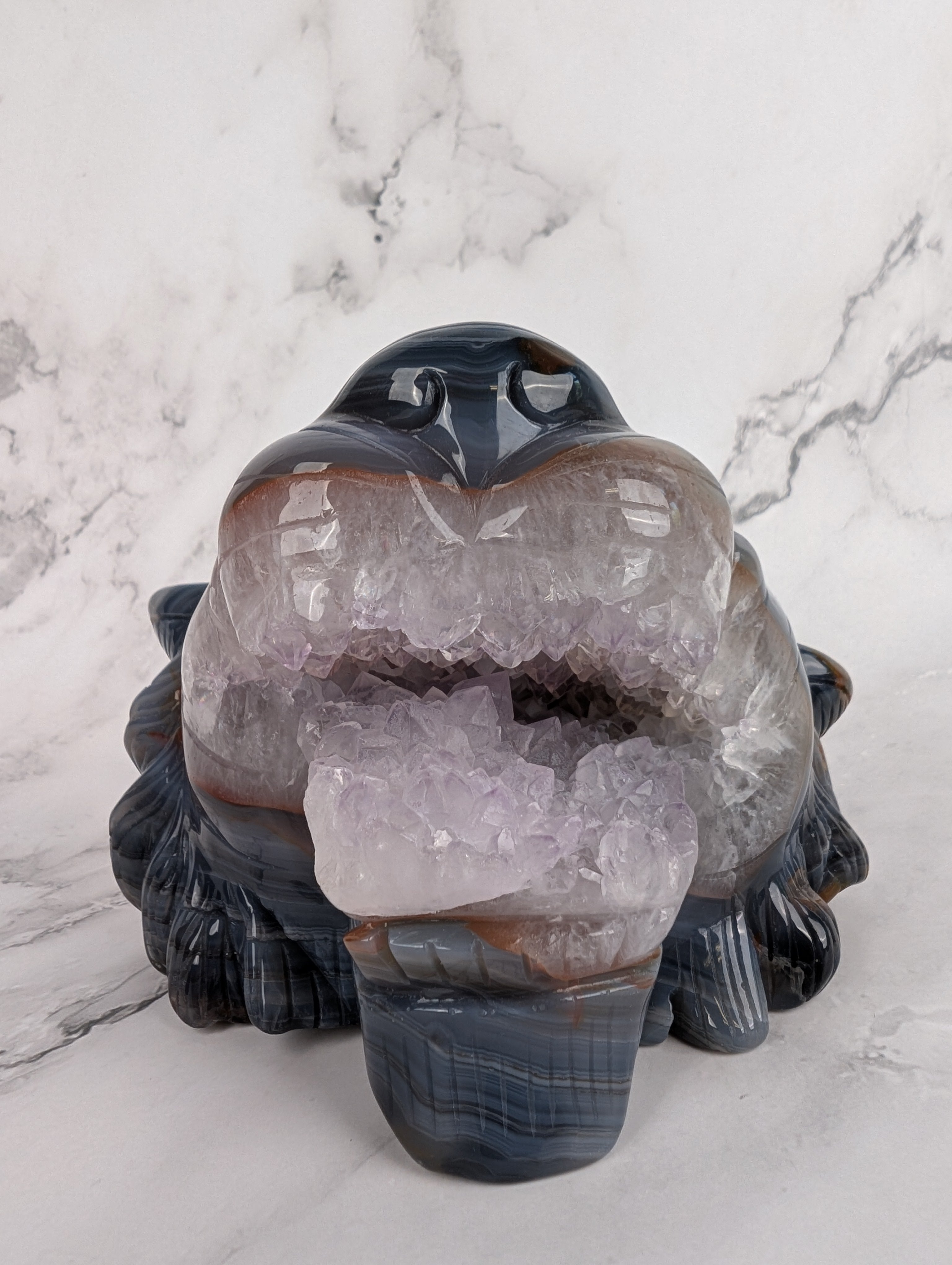 XXL Achat/Amethyst Tigerkopf - High Quality