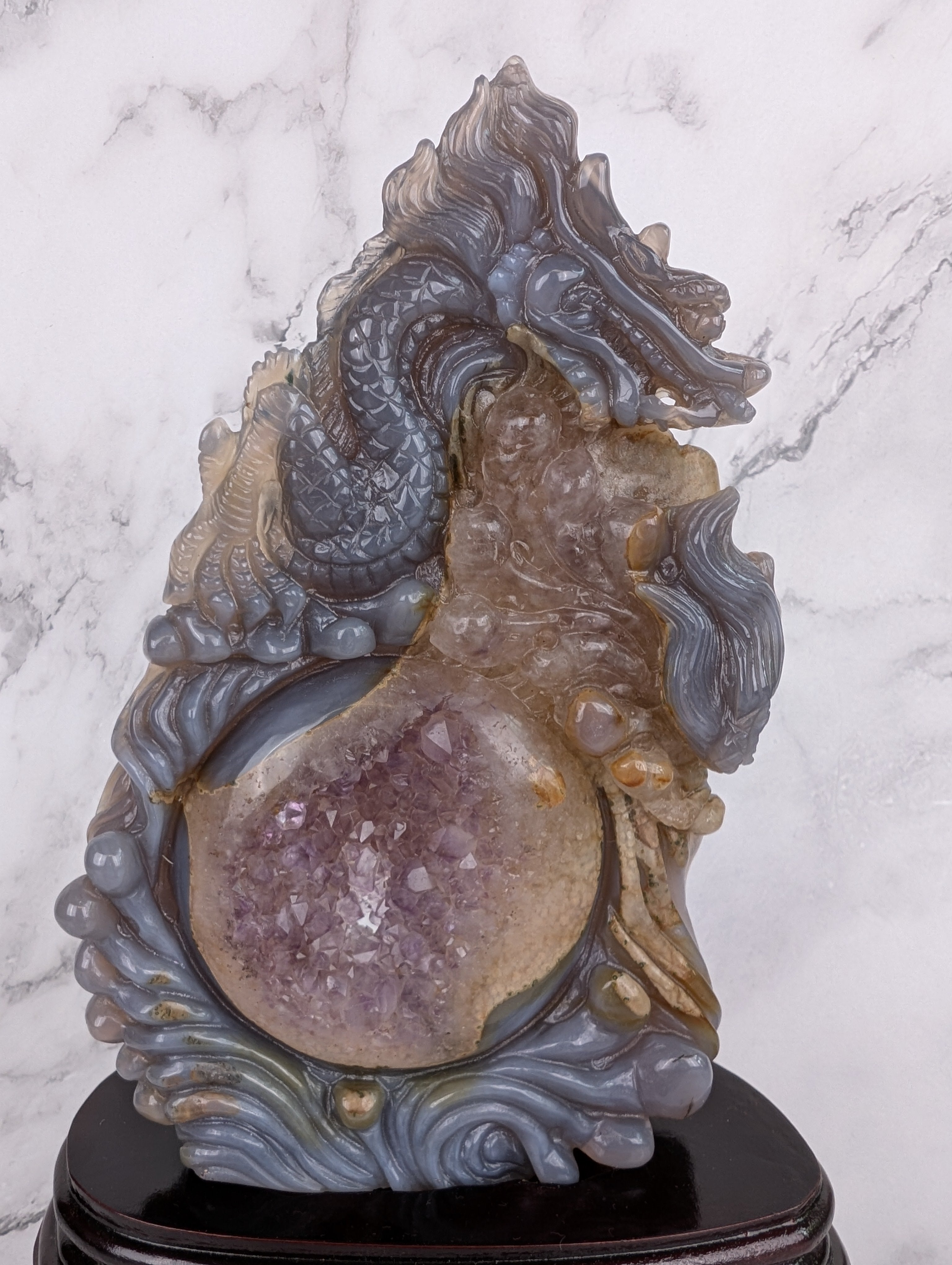 Achat/Amethyst Drachencarving High Quality 3