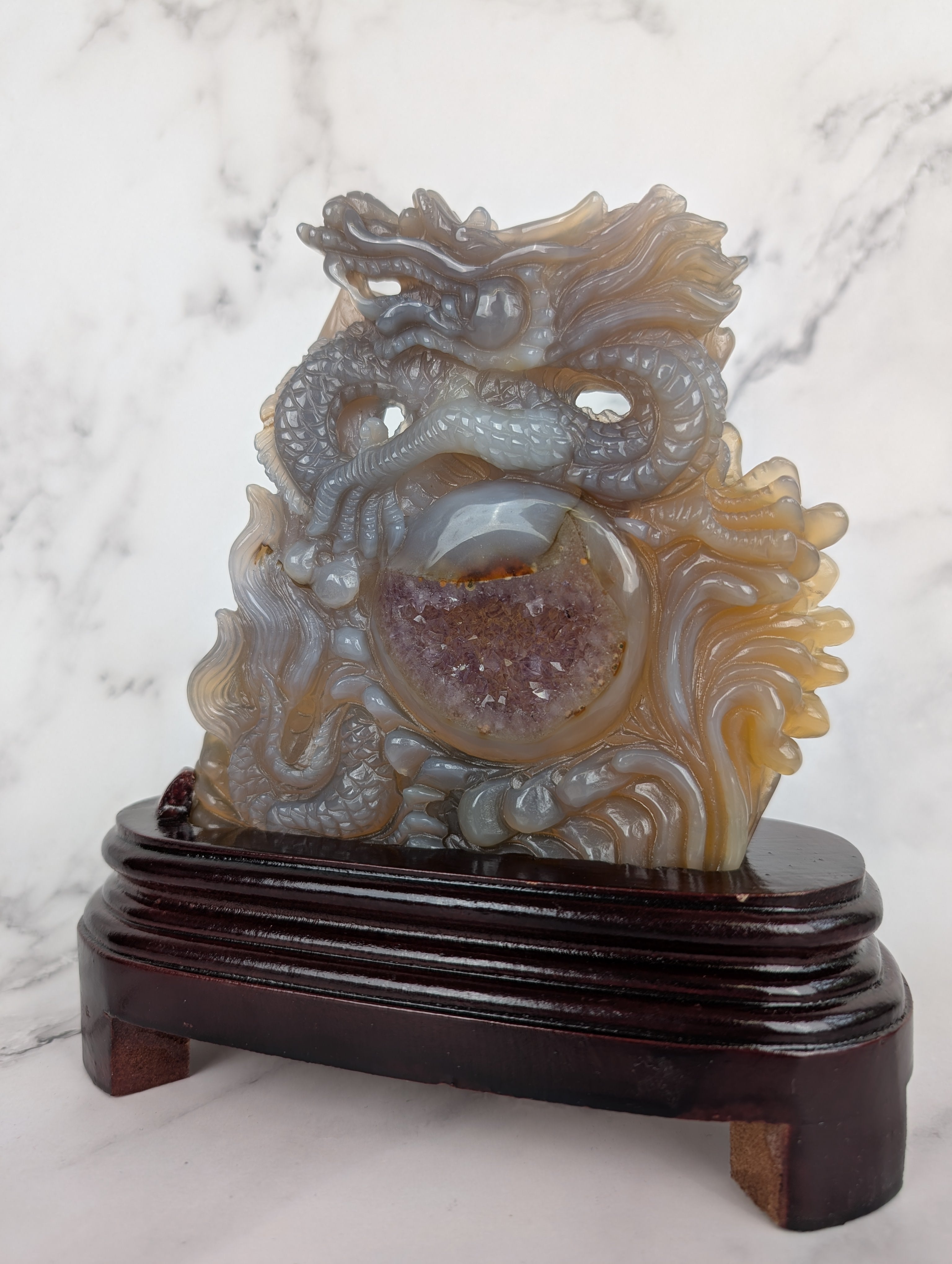 Achat/Amethyst Drachencarving High Quality