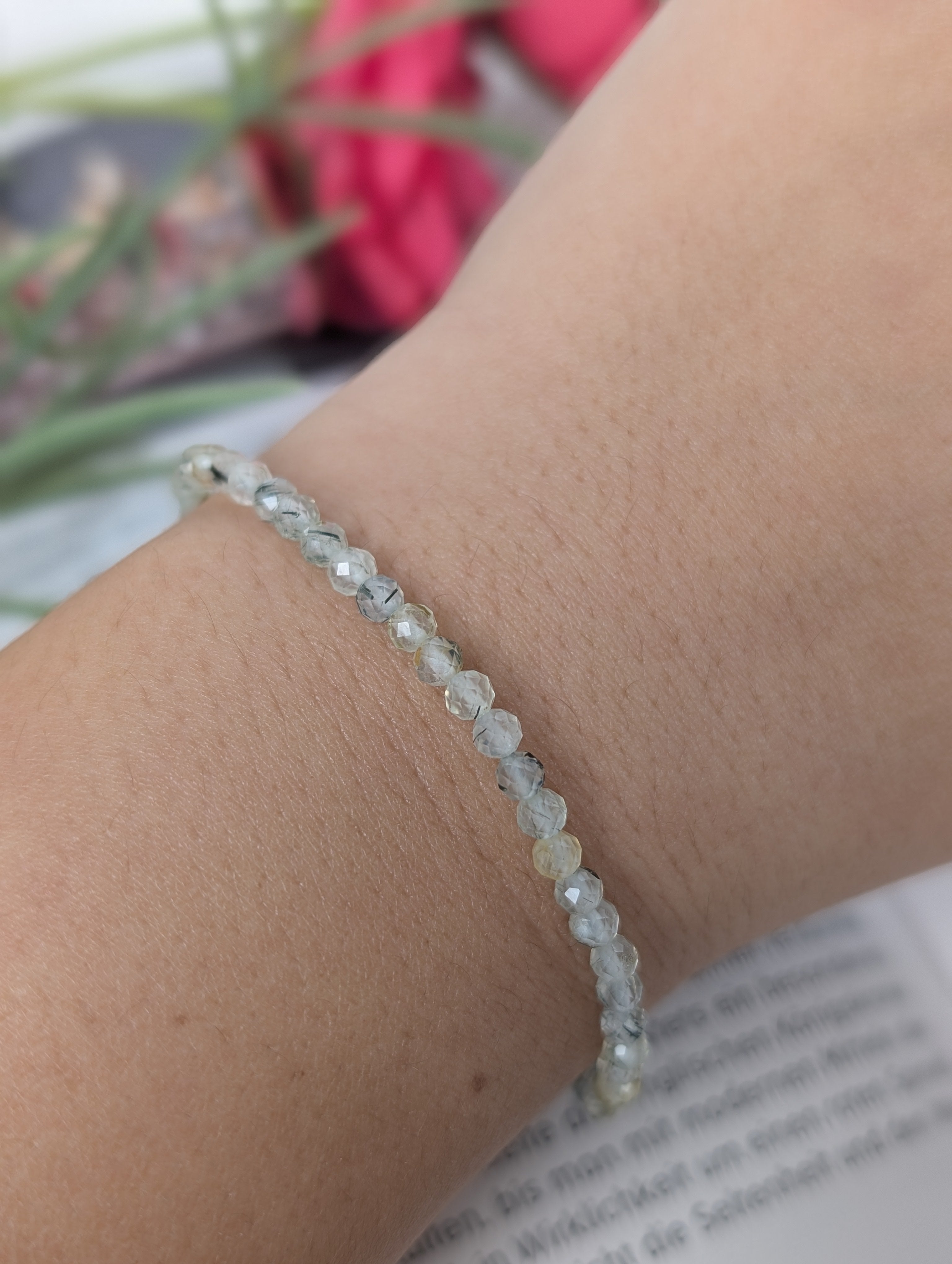 Prehnit Armband facettiert- 3mm