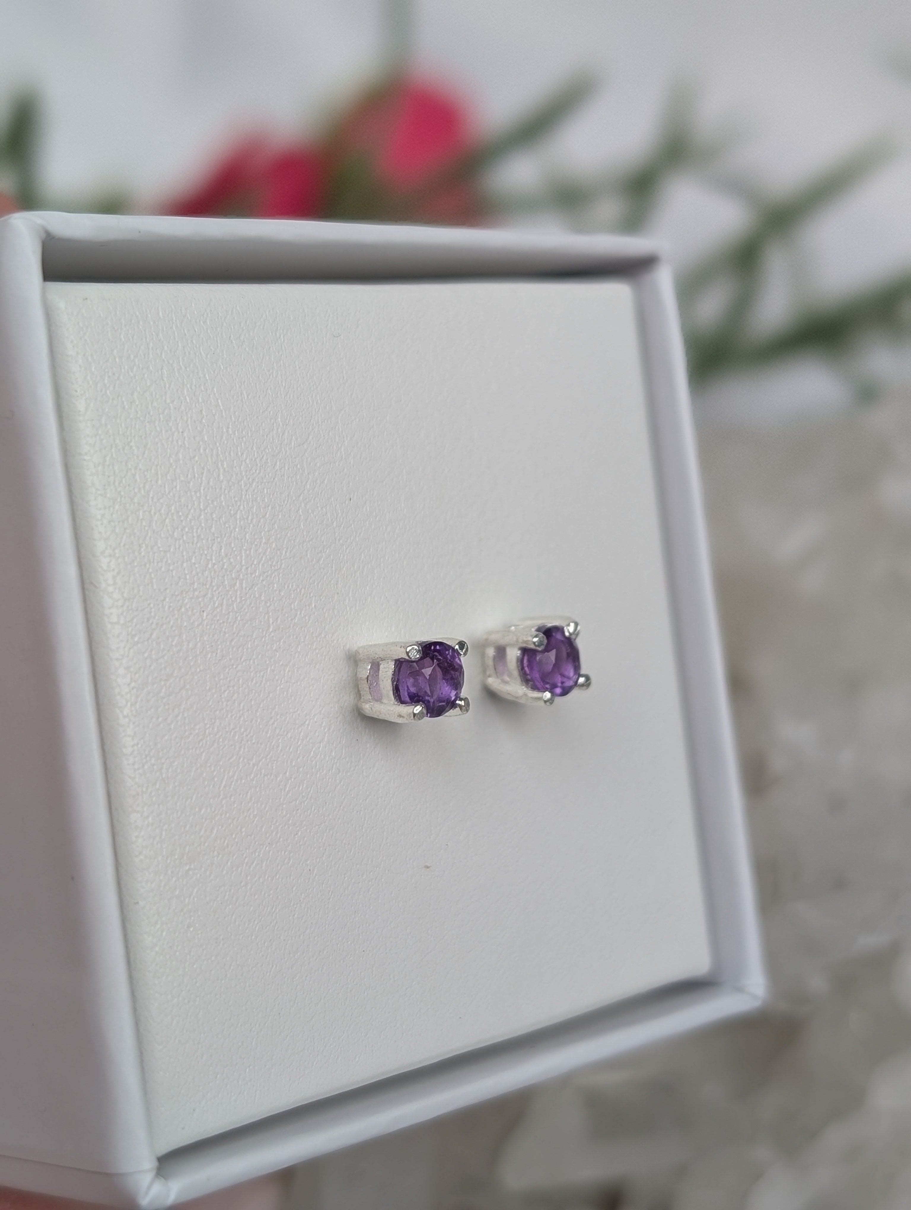 Amethyst Ohrstecker "eckig"