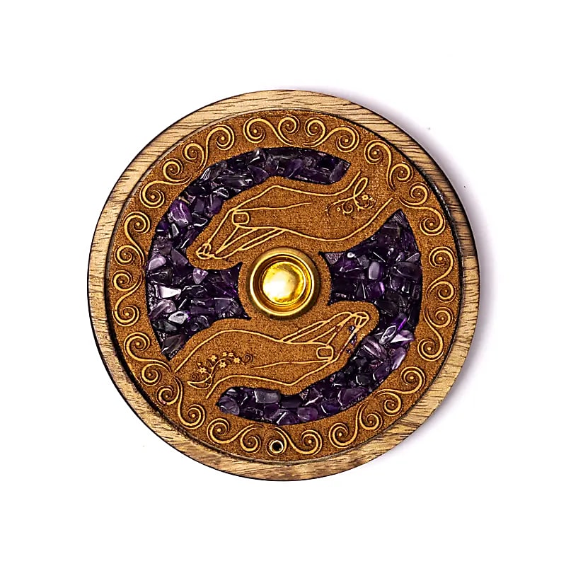 Räucherstäbchen- und Kegel Halter mit Amethyst