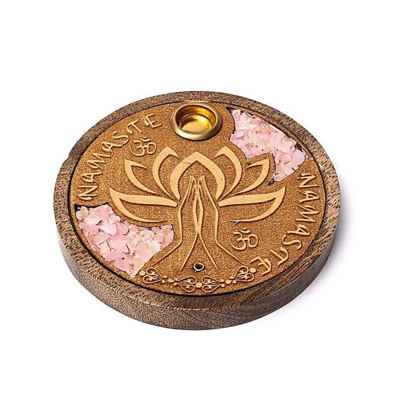 Räucherstäbchen- und Kegel Halter mit Rosenquarz