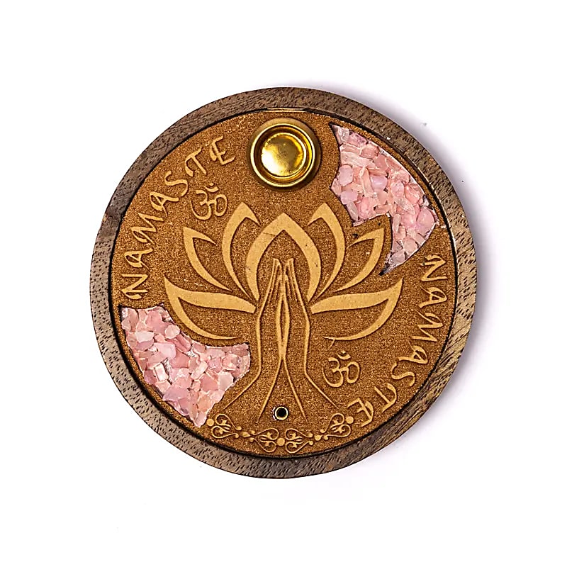 Räucherstäbchen- und Kegel Halter mit Rosenquarz